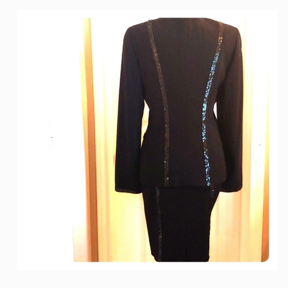 LOUIS FERAUD/ ESCADA 38 8 COUTURE WOOL SEQUINS TAILORED SHORT SKIRT SUIT - Picture 9 of 16